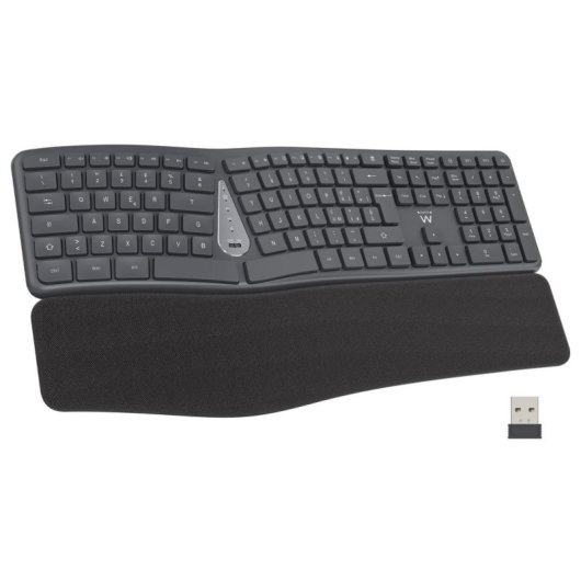 Teclado Ewent EW3288 inalámbrico ergonómico curvado multiconexión Bluetooth