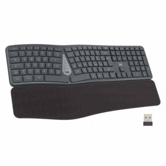 Teclado Ewent EW3288 inalámbrico ergonómico curvado multiconexión Bluetooth