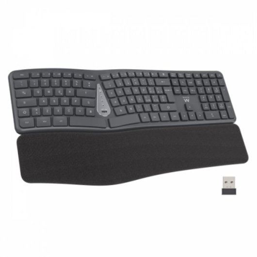 Teclado Ewent EW3288 inalámbrico ergonómico curvado multiconexión Bluetooth