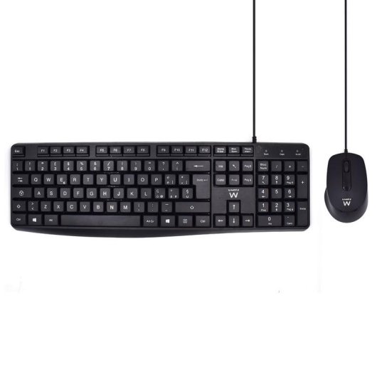 Teclado Ewent EW3005 membrana completo con ratón óptico 1000 dpi italiano negro