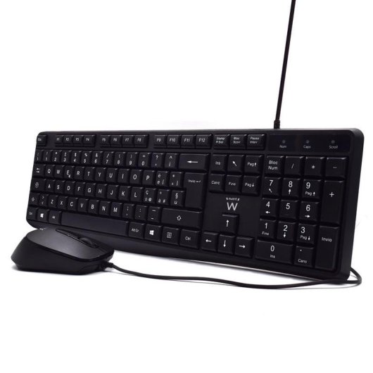 Teclado Ewent EW3005 membrana completo con ratón óptico 1000 dpi italiano negro