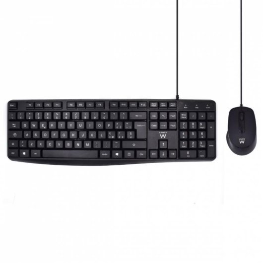 Teclado Ewent EW3005 membrana completo con ratón óptico 1000 dpi italiano negro