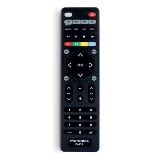 Comando Universal Metronic ZAP 4 EVO 5 TV + TDT + SAT + DVD Preto