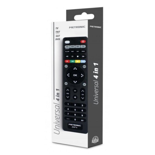 Comando Universal Metronic ZAP 4 EVO 5 TV + TDT + SAT + DVD Preto