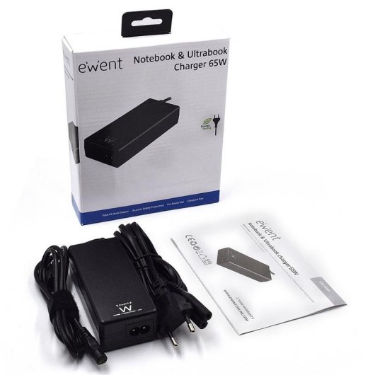 Fonte de Alimentação Ewent EW3883 65W 20V Certificação CE FCC RoHS Preta
