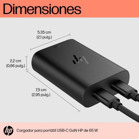 Cargador para portátil USB-C GaN 65 W HP