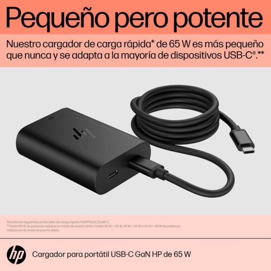 Cargador para portátil USB-C GaN 65 W HP