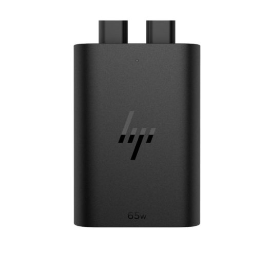 Cargador compacto para portátil HP USB-C GaN 65 W, carga rápida, dos puertos, color negro