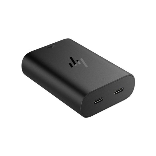 Cargador compacto para portátil HP USB-C GaN 65 W, carga rápida, dos puertos, color negro