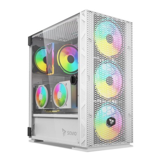 Boîtier PC Savio Raptor X1 ARGB Verre Trempé Blanc Midi Tower