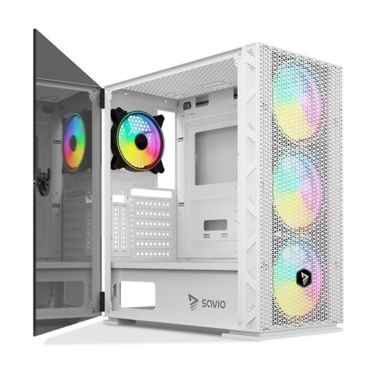 Boîtier PC Savio Raptor X1 ARGB Verre Trempé Blanc Midi Tower