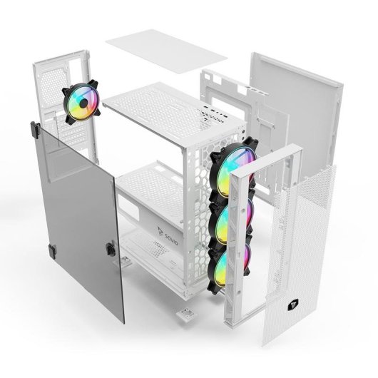 Boîtier PC Savio Raptor X1 ARGB Verre Trempé Blanc Midi Tower