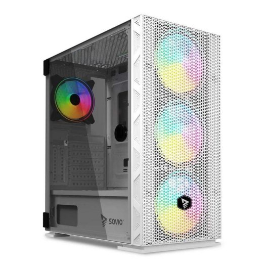 Boîtier PC Savio Raptor X1 ARGB Verre Trempé Blanc Midi Tower