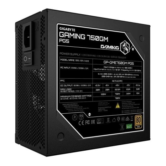 Fuente de Alimentación Gigabyte GP-GME750GM PG5 750W Certificação 80 PLUS Gold modular