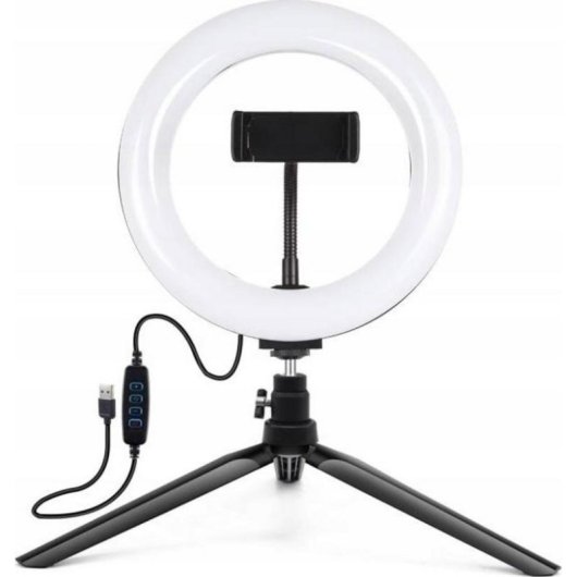 Lámpara de Aro LED Puluz PKT3073B 20 cm con Soporte para Móvil
