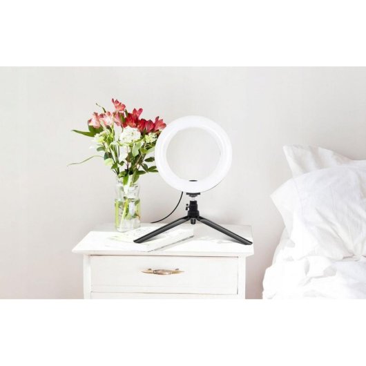 Lámpara de Aro LED Puluz PKT3073B 20 cm con Soporte para Móvil