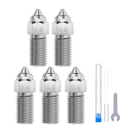 Boquillas ELEGOO Neptune 4 / 4 Pro Acero Endurecido 0.4 mm x3, 0.6 mm x1, 0.8 mm x1