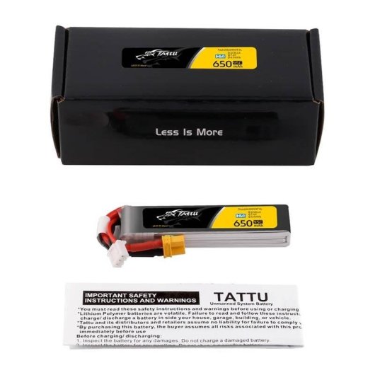 Bateria Lipo Tattu 2S 650mAh 95C 7.6V HV XT30 Long-Pack