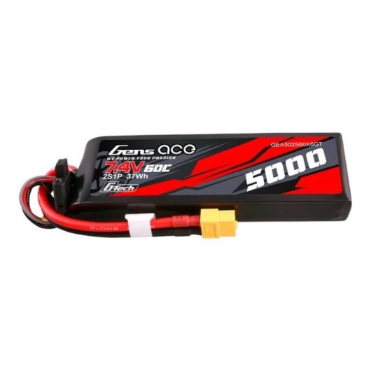 Batería Gens Ace G-Tech 5000mAh 7.4V 60C 2S1P LiPo con Conector XT60