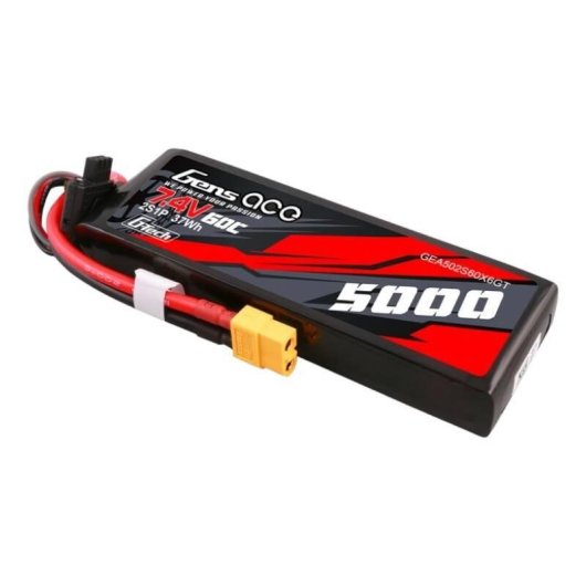 Batería Gens Ace G-Tech 5000mAh 7.4V 60C 2S1P LiPo con Conector XT60