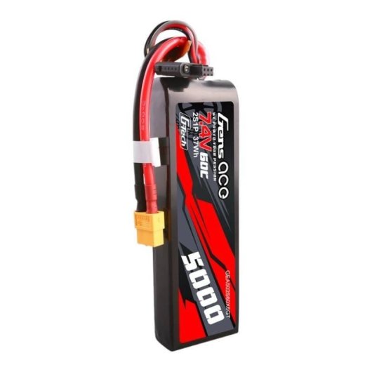 Batería Gens Ace G-Tech 5000mAh 7.4V 60C 2S1P LiPo con Conector XT60