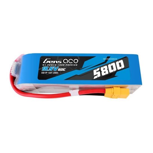 Batteria Gens Ace 5800mAh 60C 5S1P Lipo con connettore XT90