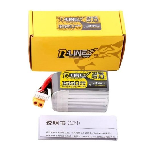Batteria Lipo Tattu R-Line Version 5.0 1550mAh 22.2V 150C 6S con connettore XT60