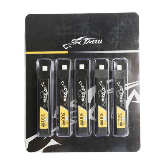 Batteria LiPo Tattu 300mAh 3.8V 75C 1S1P HV BT2.0.5 (5 unità)