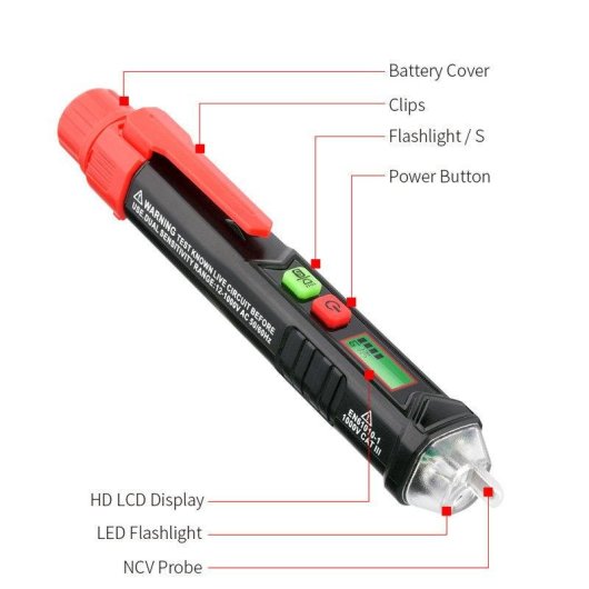 Rilevatore Cavi Habotest HT100P 12-1000V Nero/Rosso