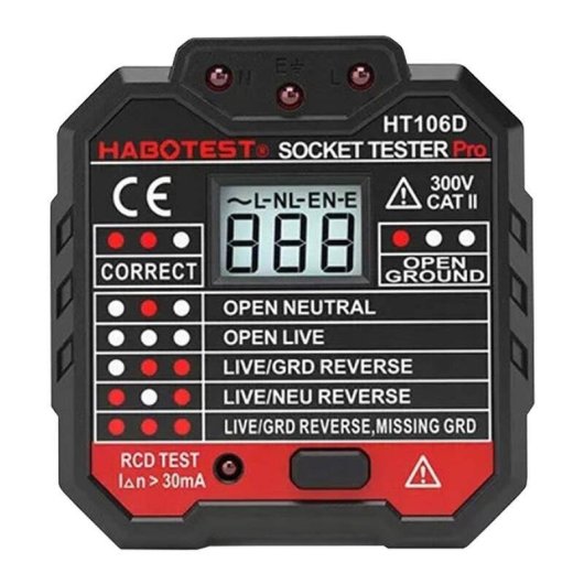 Testeur de prises Habotest HT106D avec écran numérique