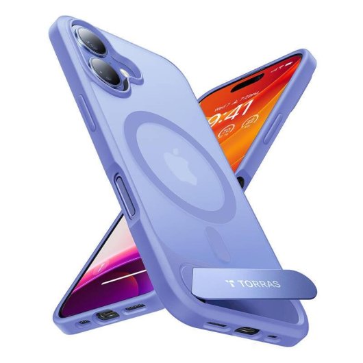 Funda para móvil Torras Pstand Series rígida magnética azul para iPhone 16