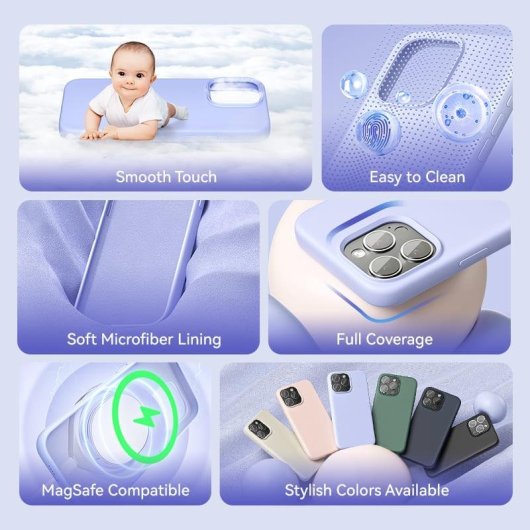 Funda para móvil Vention KUHV0-10 Silicona Líquida Lavanda MagSafe para iPhone 16
