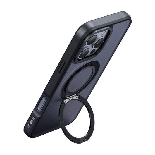 Funda McDodo PC-4933 rigide avec support et MagSafe noire pour iPhone 16 Pro Max