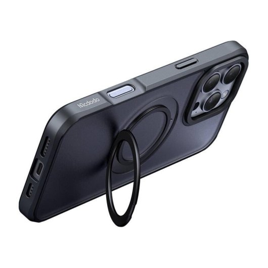 Funda McDodo PC-4933 rigide avec support et MagSafe noire pour iPhone 16 Pro Max