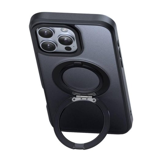 Funda McDodo PC-4933 rigide avec support et MagSafe noire pour iPhone 16 Pro Max