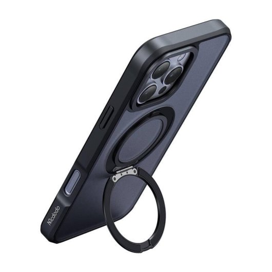 Funda McDodo PC-4932 rigide avec support et MagSafe noire pour iPhone 16 Pro