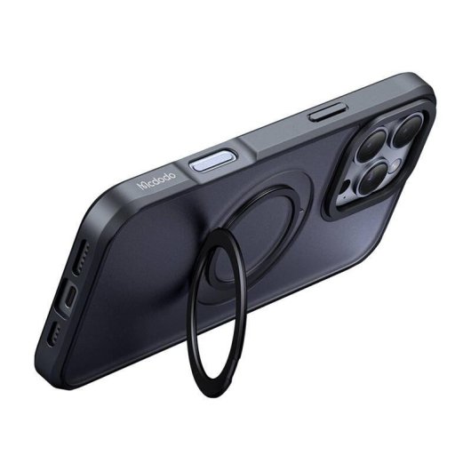 Funda McDodo PC-4932 rigide avec support et MagSafe noire pour iPhone 16 Pro