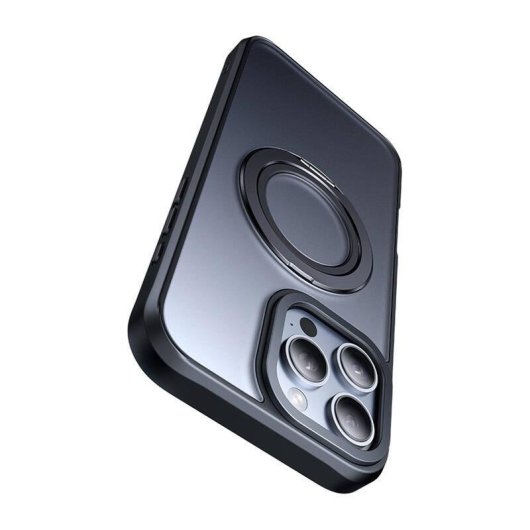 Funda McDodo PC-4932 rigide avec support et MagSafe noire pour iPhone 16 Pro