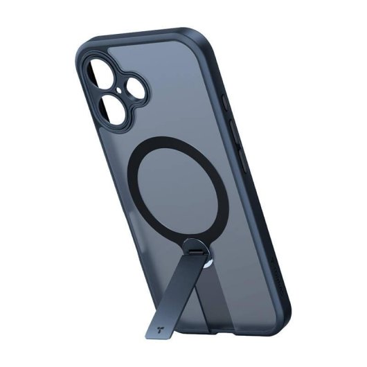 Capa para telemóvel Torras Pstand Spin resistente com suporte giratório preta para iPhone 16 Plus