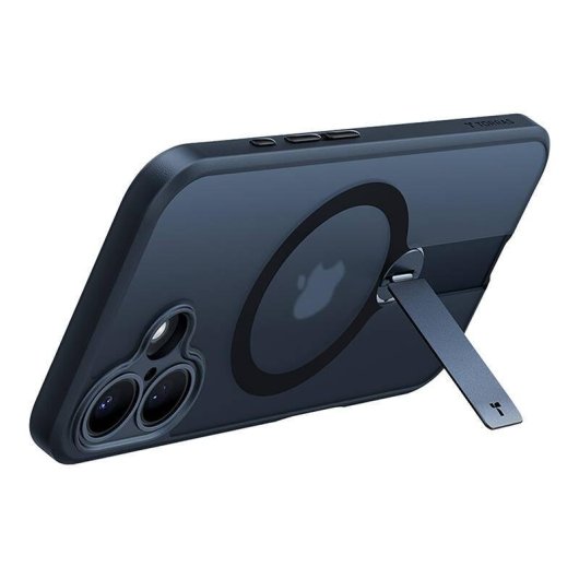 Funda para móvil Torras Pstand Spin resistente con soporte giratorio negra para iPhone 16