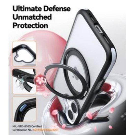 Funda para móvil Torras Ostand R Fusion rigide magnétique noire pour iPhone 16 Plus