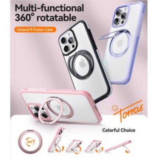 Funda para móvil Torras Ostand R Fusion Silikon Schwarz Rotation 360° für iPhone 16 Pro
