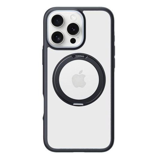 Funda para móvil Torras Ostand R Fusion Silikon Schwarz Rotation 360° für iPhone 16 Pro