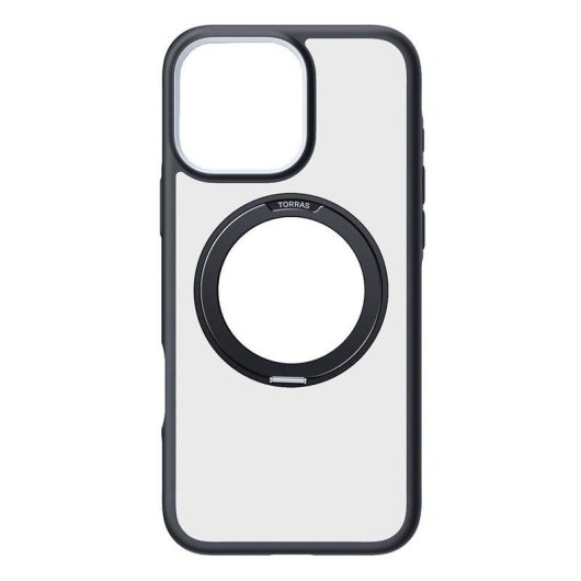 Funda para móvil Torras Ostand R Fusion Silikon Schwarz Rotation 360° für iPhone 16 Pro