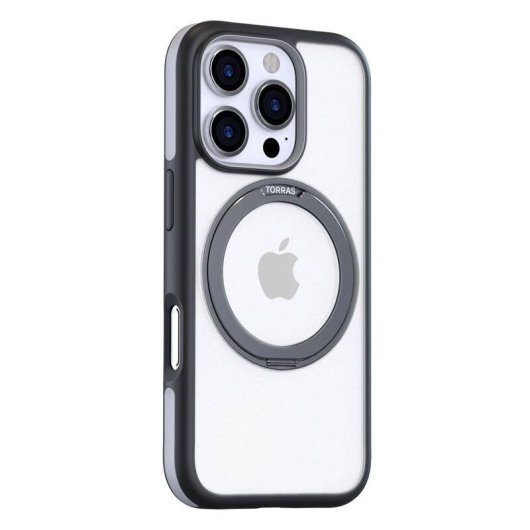 Funda para móvil Torras Ostand R Fusion Silikon Schwarz Rotation 360° für iPhone 16 Pro