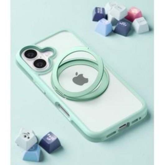 Funda para móvil Torras Ostand R Fusion Silicona Verde con anilla giratoria para iPhone 16