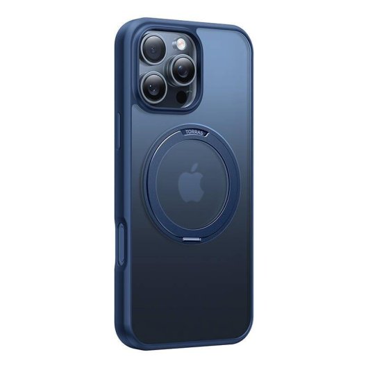 Funda para móvil Torras Ostand Pro rígida antifadiga azul para iPhone 16 Pro Max