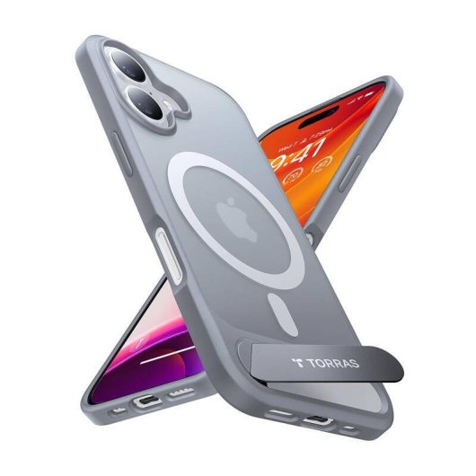 Funda para móvil Torras Pstand Series Carcasa Protectora TPU Gris para iPhone 16 Plus