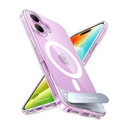 Funda para móvil Torras Pstand Series Transparente con soporte magnético para iPhone 16 Plus