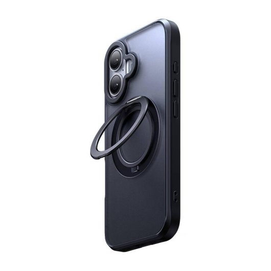 Funda para móvil McDodo PC-4931 rigide aluminium noire avec support pour iPhone 16 Plus